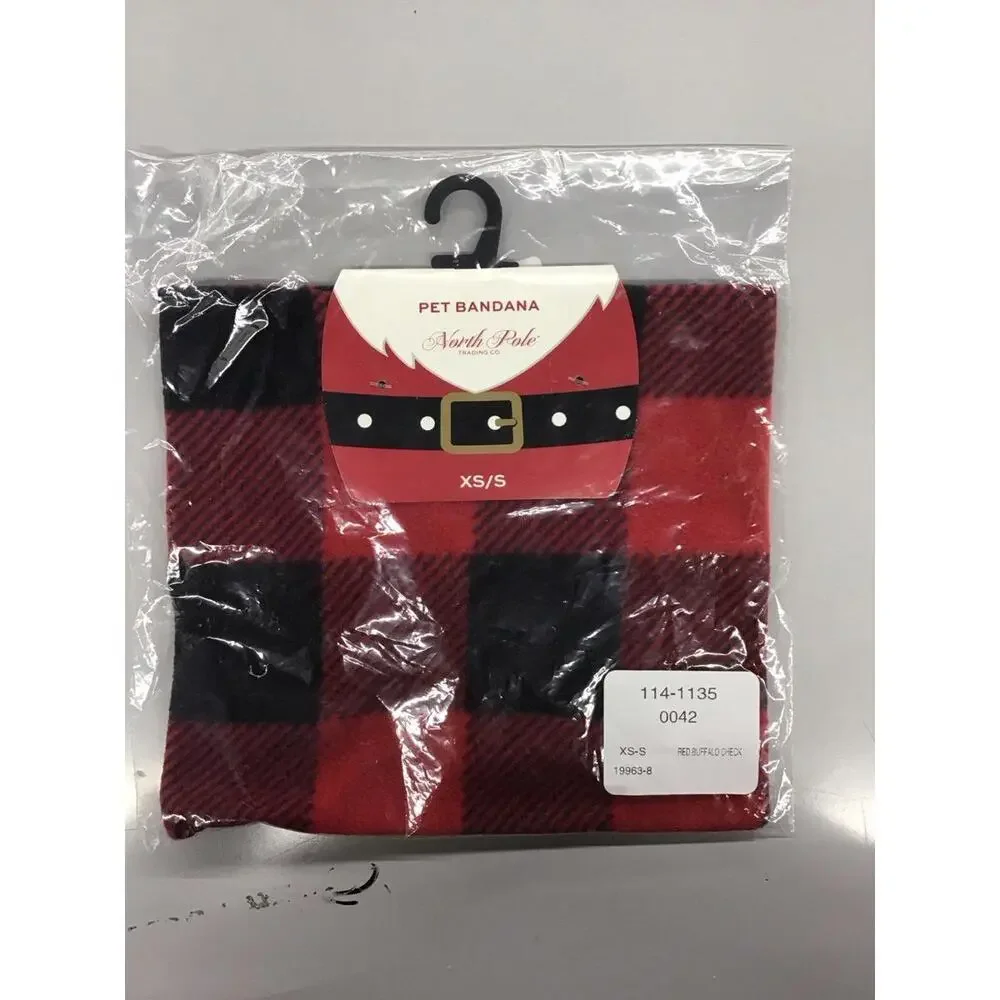 Pet bandana. Roth pole red buffalo check size small/XS new from JCPenney